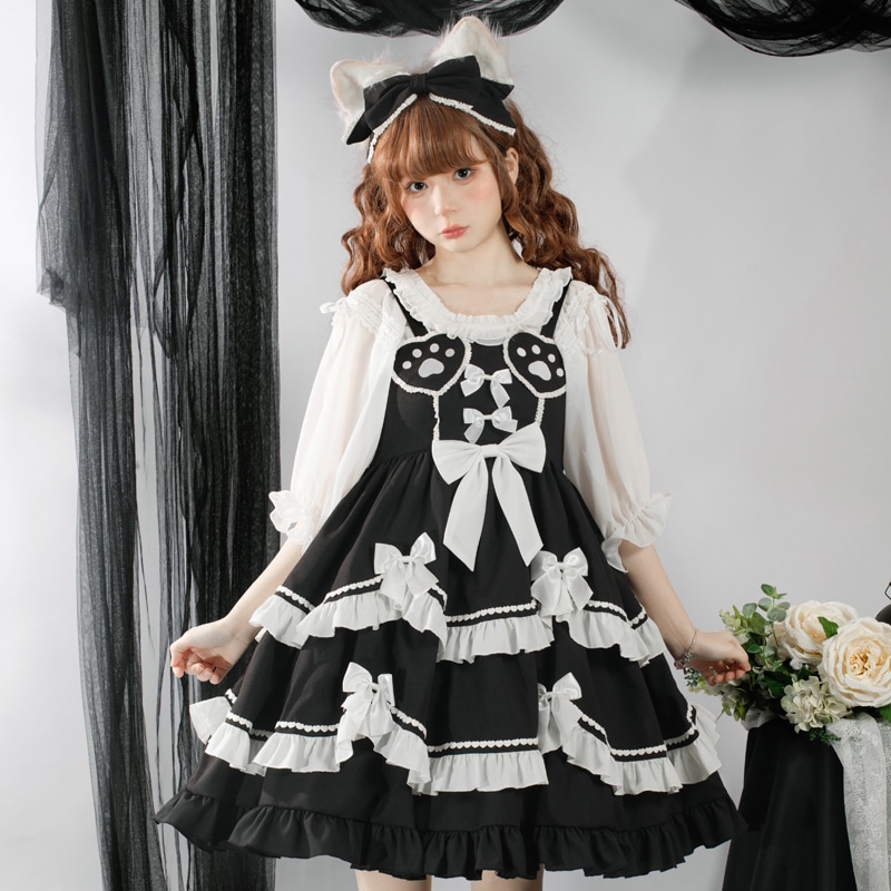 ロリータドレス ブラック スイート スタイル Jsk サスペンダー スカート ロリータ プリンセス ドレス