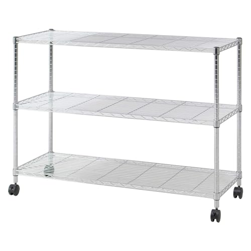 不二貿易 テレビ台 ローボード 3段 幅75×奥行35×高さ58m シルバー キャスター付き メタルラック 組立商品 91784