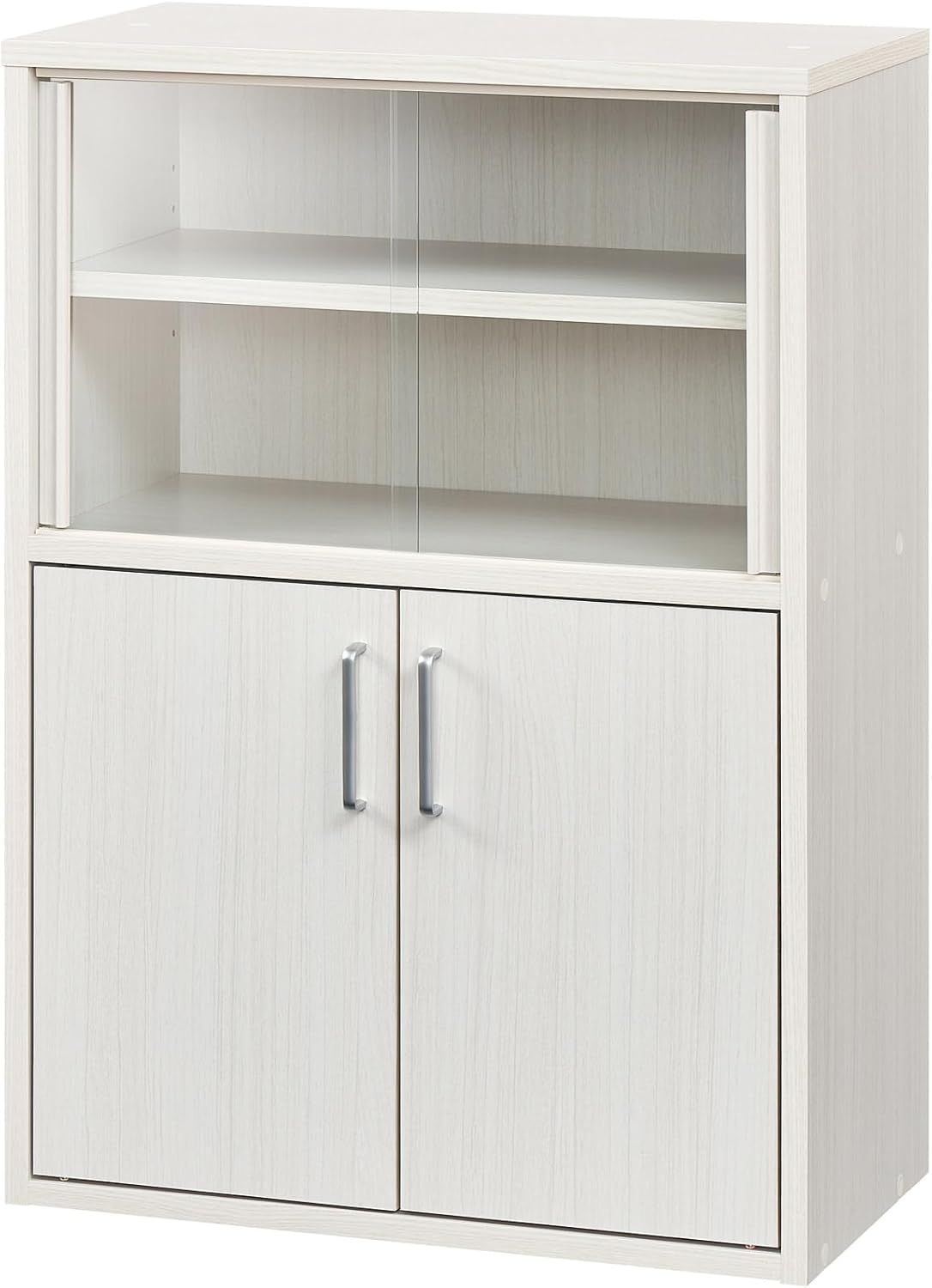 食器棚 カップボード 木製 一人暮らしの部屋にぴったりな幅約57cmのコンパクトサイズ ホワイト 白 木目柄 ベーシックデザイン 幅56.6×奥行29.5×高さ80cm FUL-8055DG WH フ