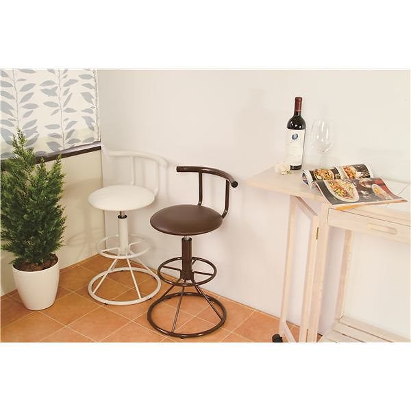 ハイチェア/カウンターチェアキリク 昇降回転式 スチール/合皮 背もたれ付き PC-105BR ブラウン