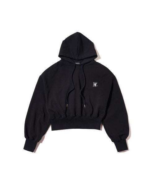 Signature easy crop hoodie - BLACK