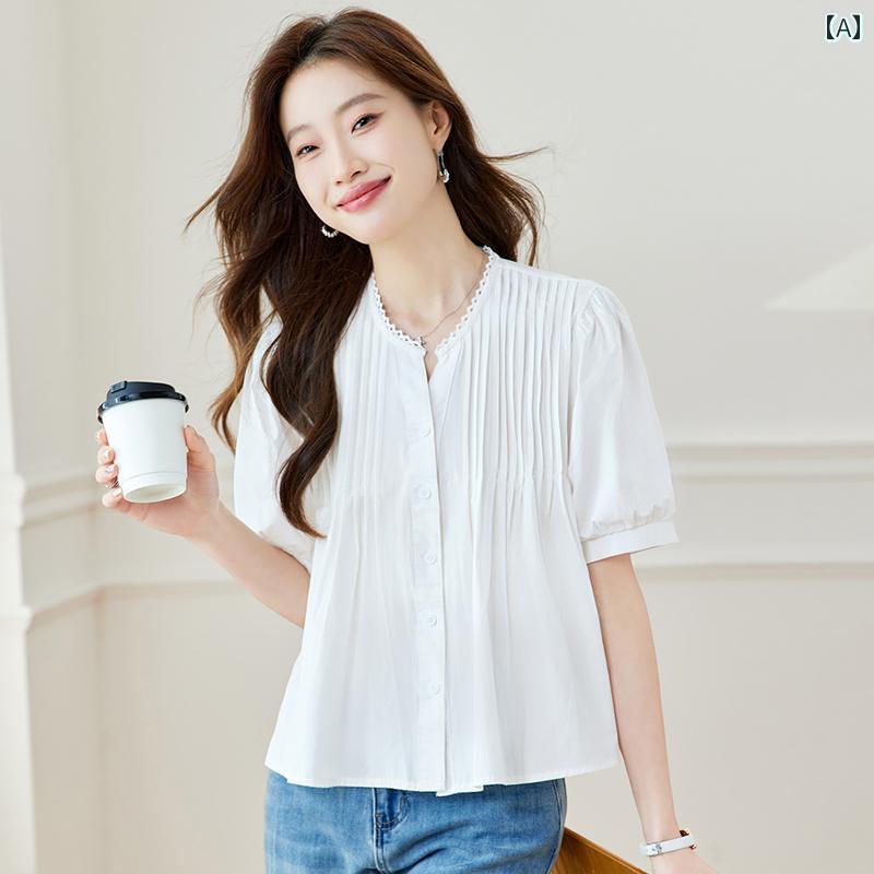 レディース トップス ファッション 上品 オフィス カジュアル 婦人服 おしゃれ 白 シフォン シャツ 夏 西洋 エレガント 半袖