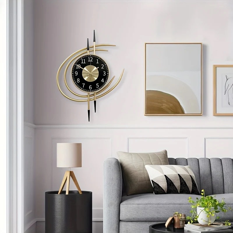掛け時計 ラウンド 流線 サイレントクロック 柱時計 リビング ウォールクロック 単三電池 バッテリー式 シンプル インテリア 装飾品