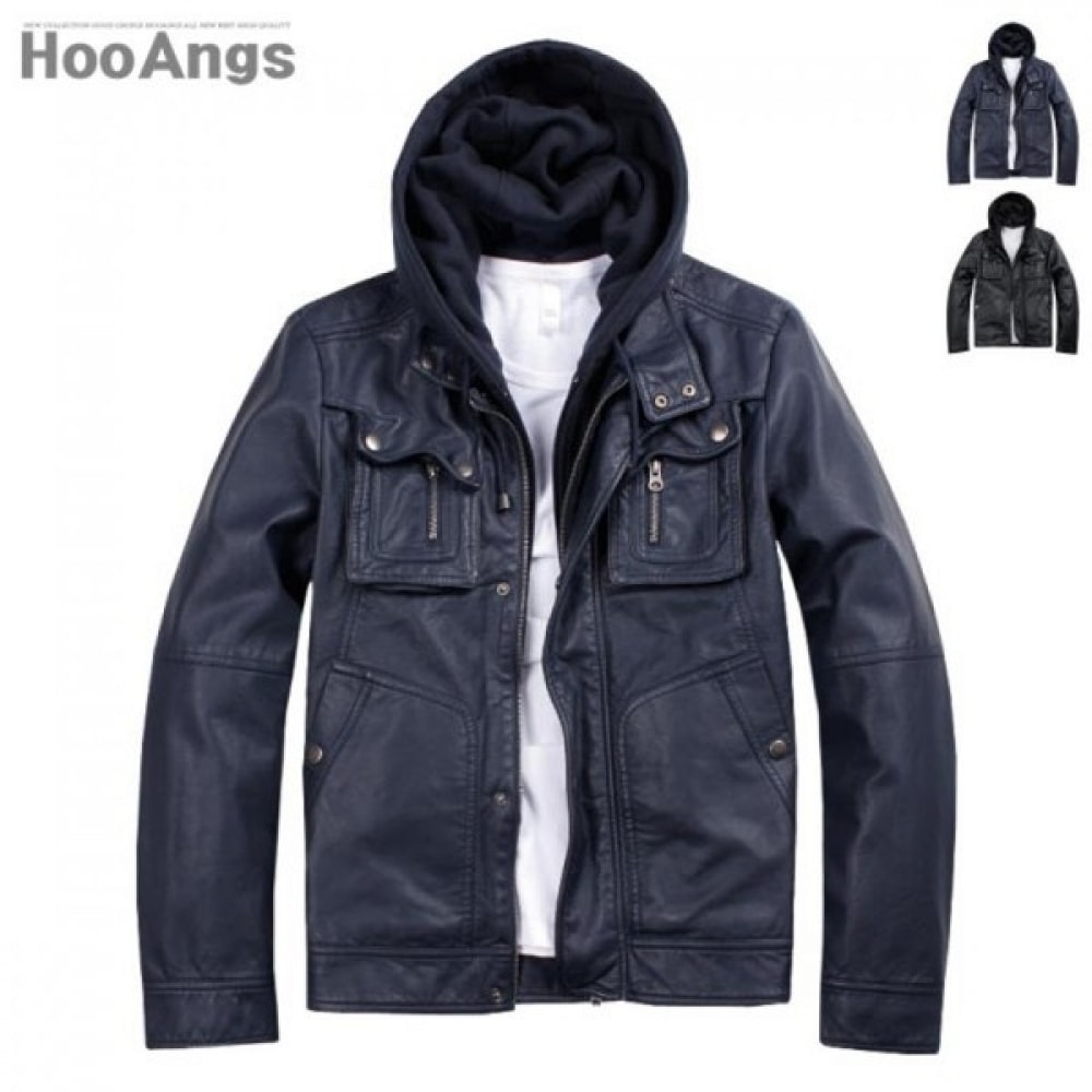 (ジュアンス) 取り外し可能なフードレザージャンパー PWJP4416