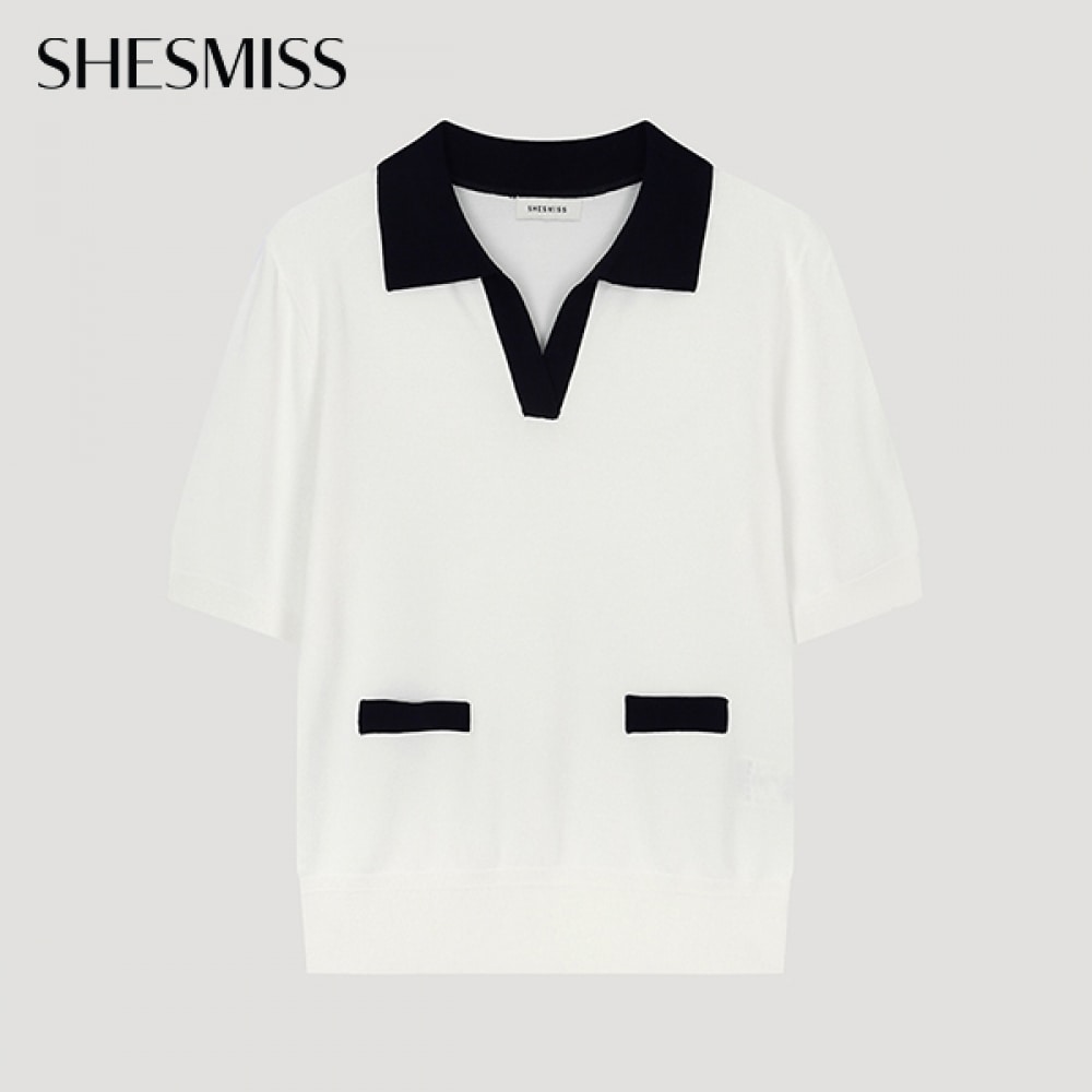 (シールズミス) カラーオープンカラーニット_SSKPOO21100_OW