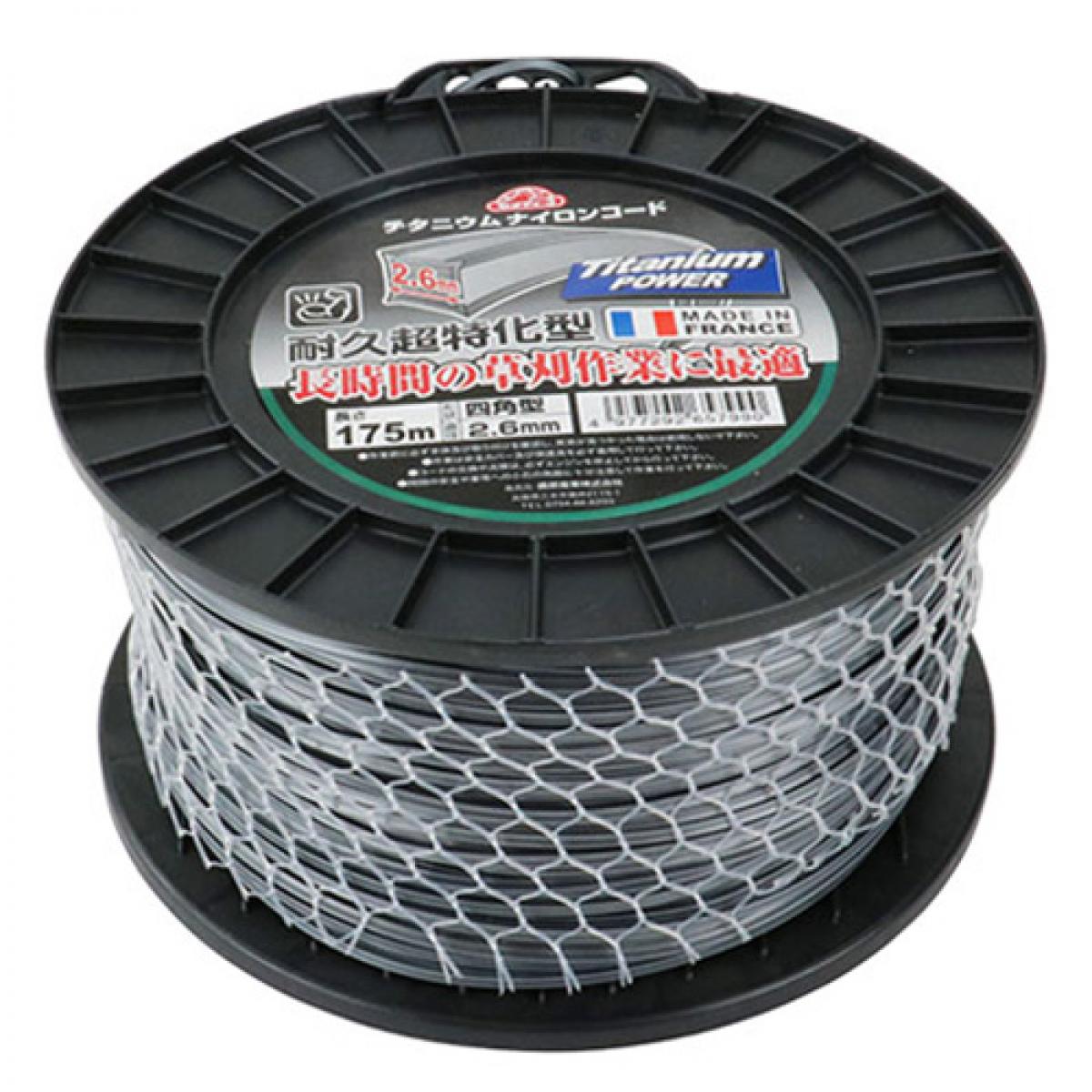 Safety-3 セフティ-3 チタニウムナイロンコード 型 四角型 2.6MMX175M 刈払機用 草刈 農業資材