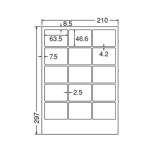 東洋印刷 ナナクリエイトカラーレーザープリンタ用光沢ラベル A4 15面 63.546.6mm 四辺余白付 SCL-3 1箱（400シート:80シート5冊）