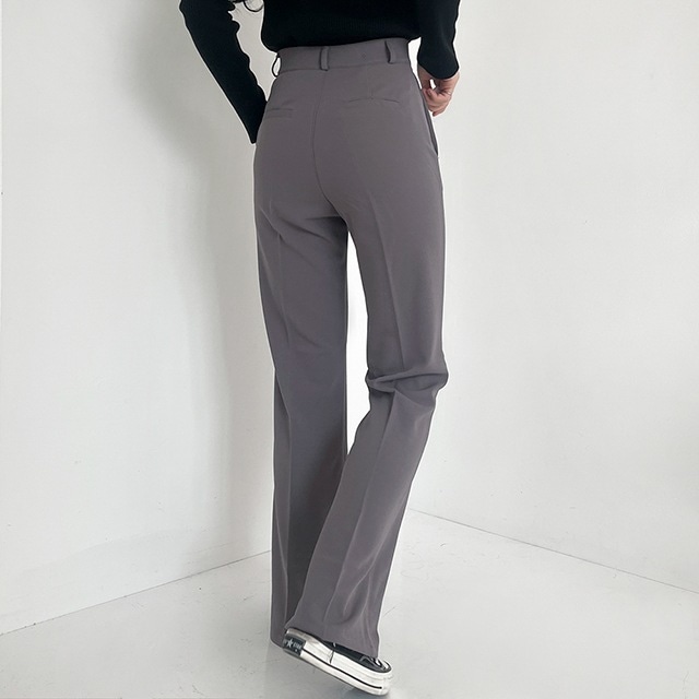 韓国の女性ファッション / セミブーツカットロングスラックス pt1061