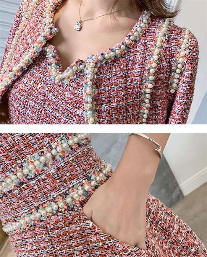 セットアップ ワンピース ワンピーススーツ 春 ノースリーブ ノーカラージャケット セットアップ スーツ ツイード フェミニン 2点セット エレガン レディース 秋 フォーマル フォーマルスーツオール