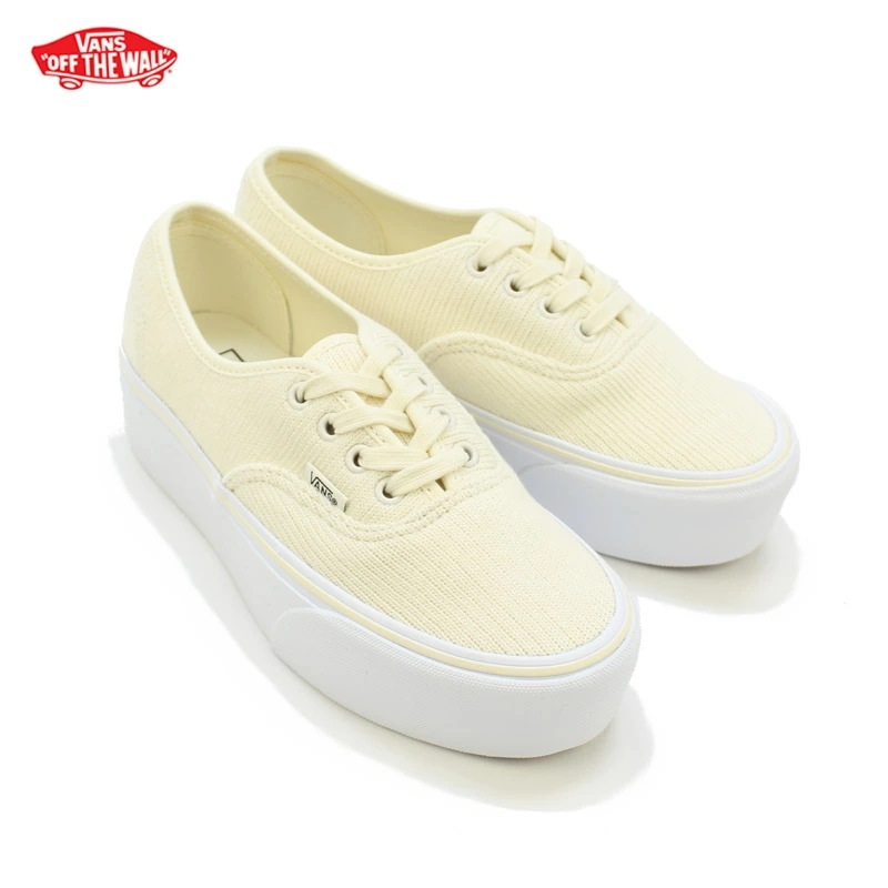 バンズ オーセンティック スタックフォーム/リブニット（AUTHENTIC STACKFORM/ RIB KNIT）レディース 厚底 スニーカー Antique White/True White