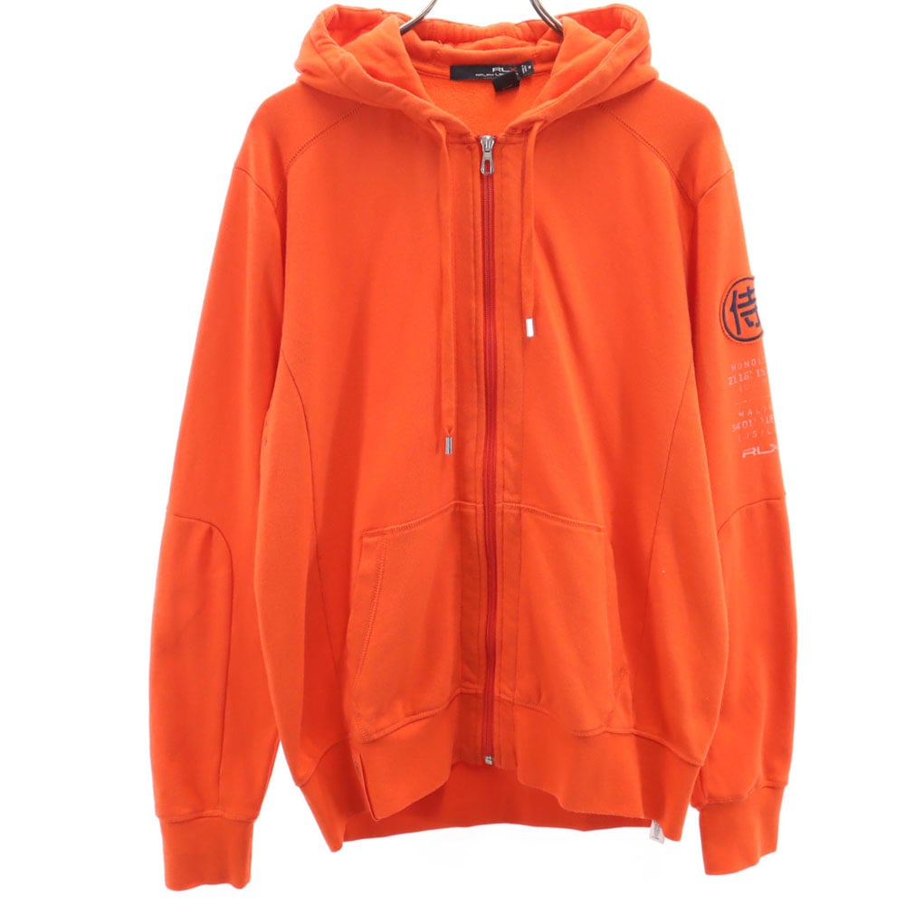 RLX RALPH LAUREN アールエルエックス ラルフローレン 長袖 スウェット ジップパーカー M オレンジ メンズ 古着