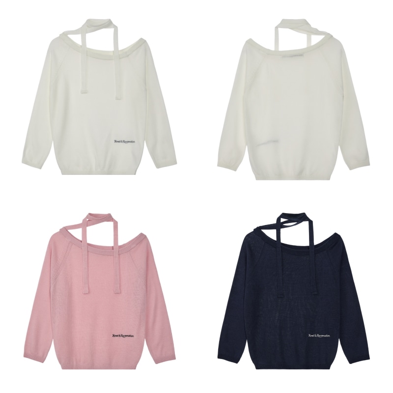 【REST&RECREATION】 ONE-SHOULDER KNIT TOP : 3COLORS