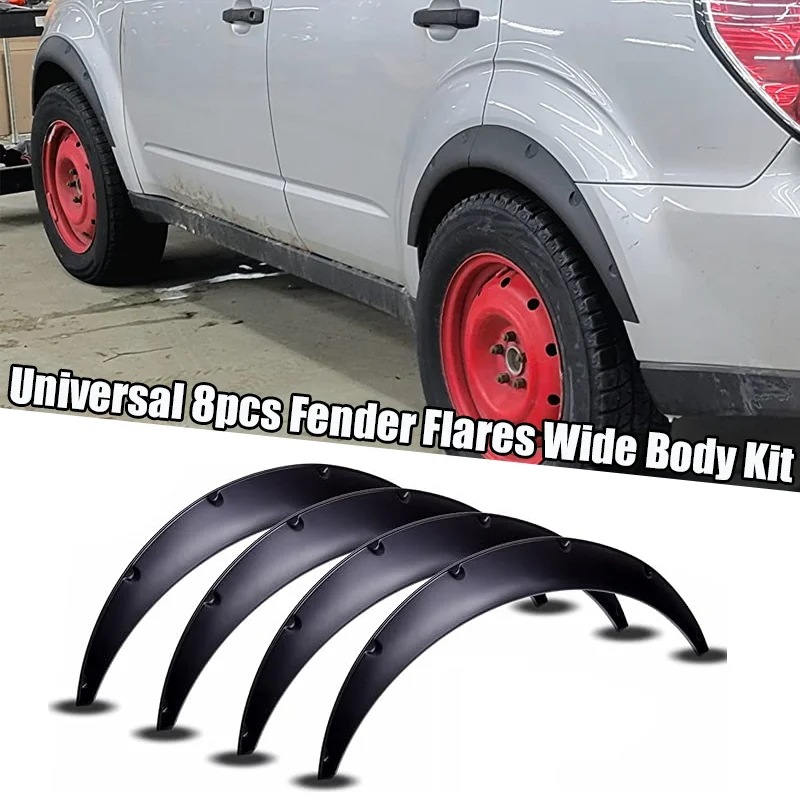 8点セット ユニバーサル フェンダーフレア マットブラック 73cm 4x4 ホイールアーチ拡張 トヨタ ホンダ 日産 ベンツ BMW アウディ 対応 輸入品