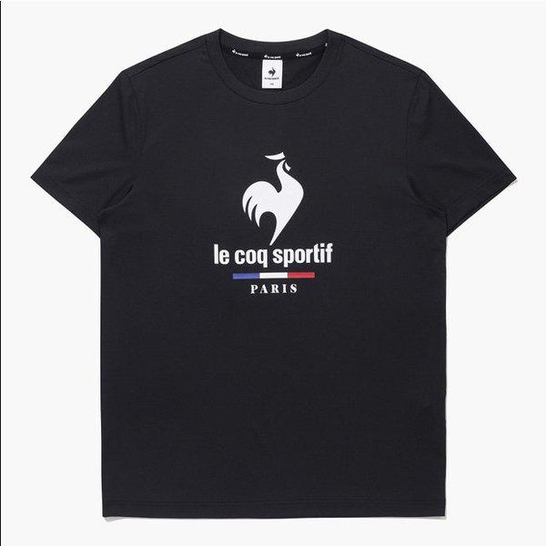 QQ123TRS31 ロゴ ポリシング シングル半袖Tシャツ / BLACK