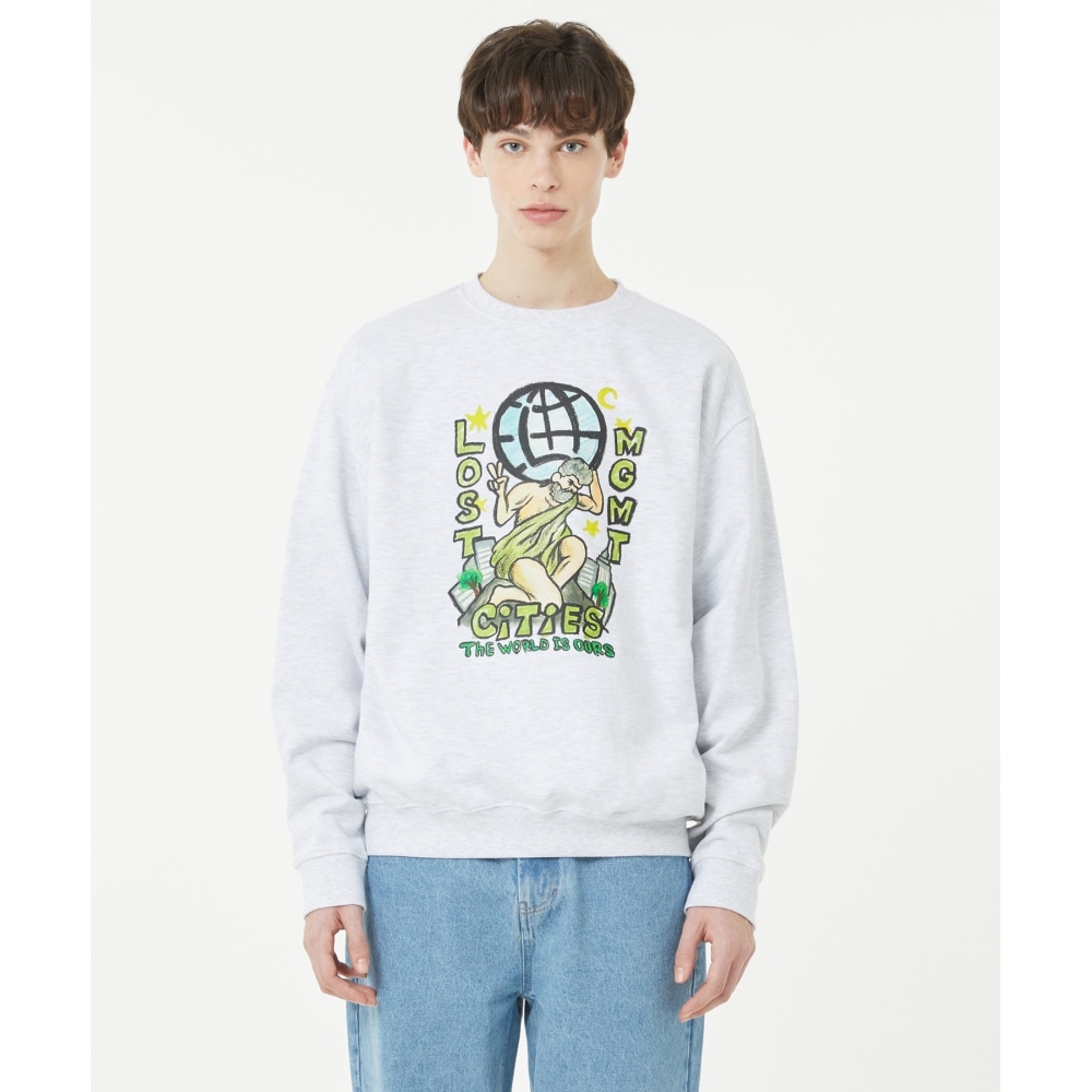 LMC CRAYON ATLAS SWEATSHIRT ライトヘザーグレー