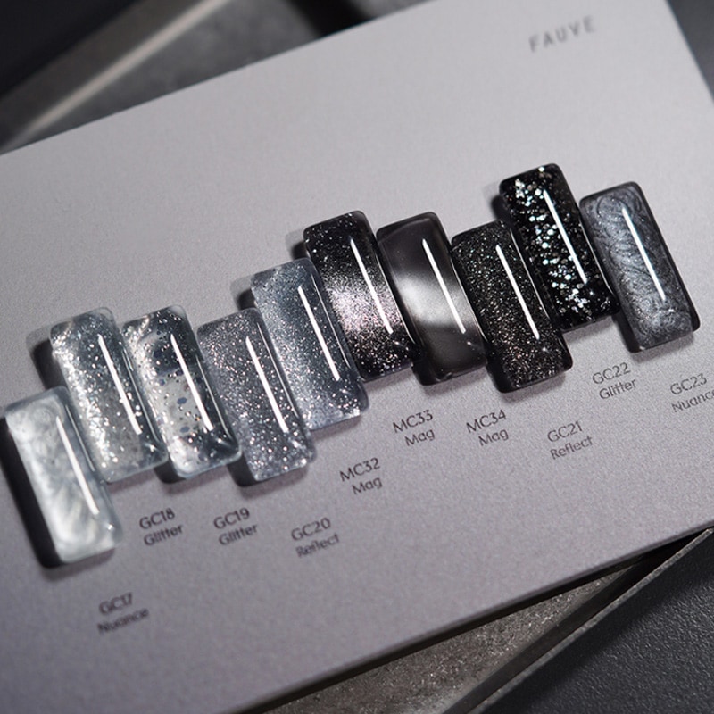 [FAUVE] 【GRIT】 Glitter Magnet Gel collection [10色 セット] ブラック＆シルバーのモノトーンで仕上げた 10種のテクスチャースペクトラム