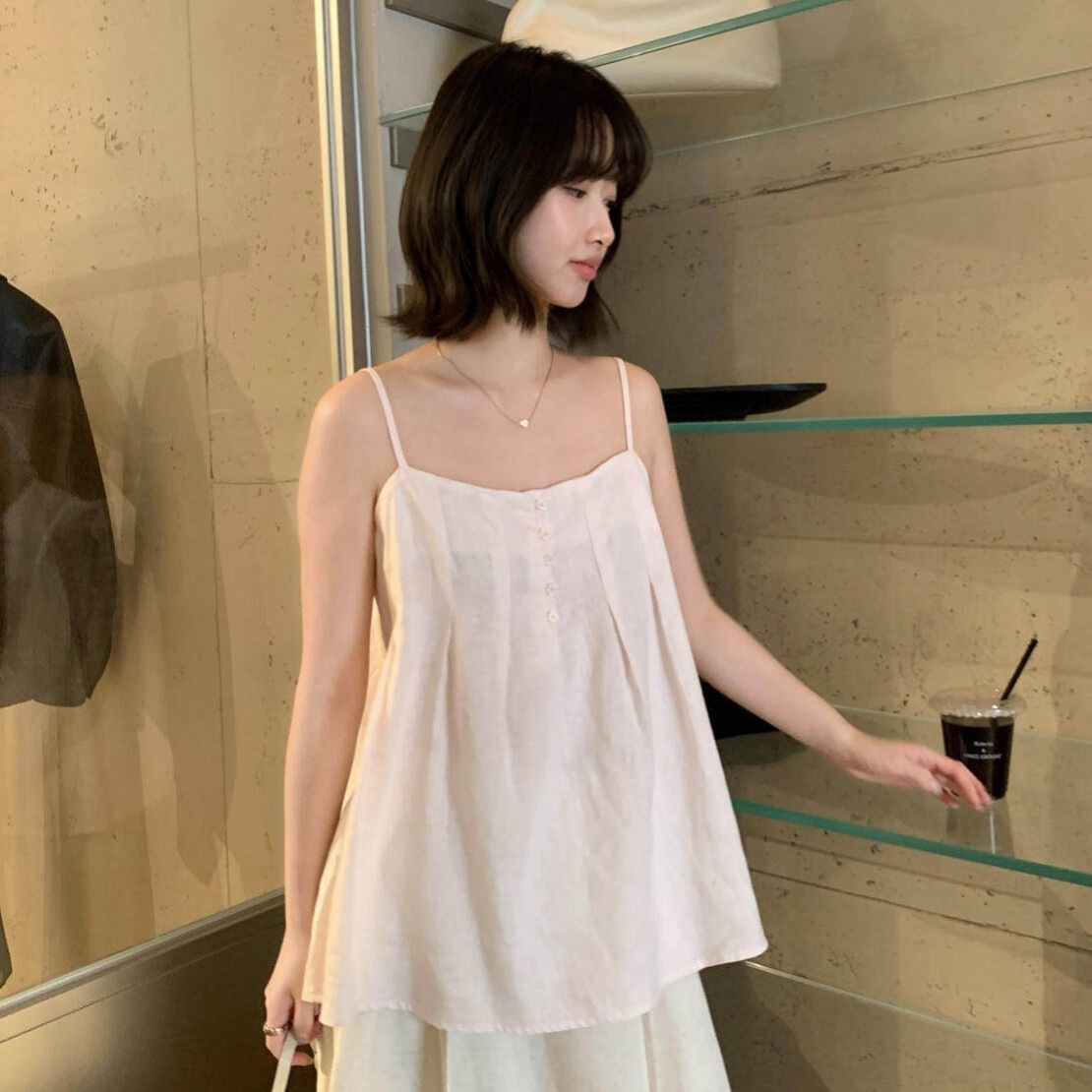 2026夏韓国風シンプル風圧プリーツ多用途痩身・年齢軽減気質女性用キャミソール R80952