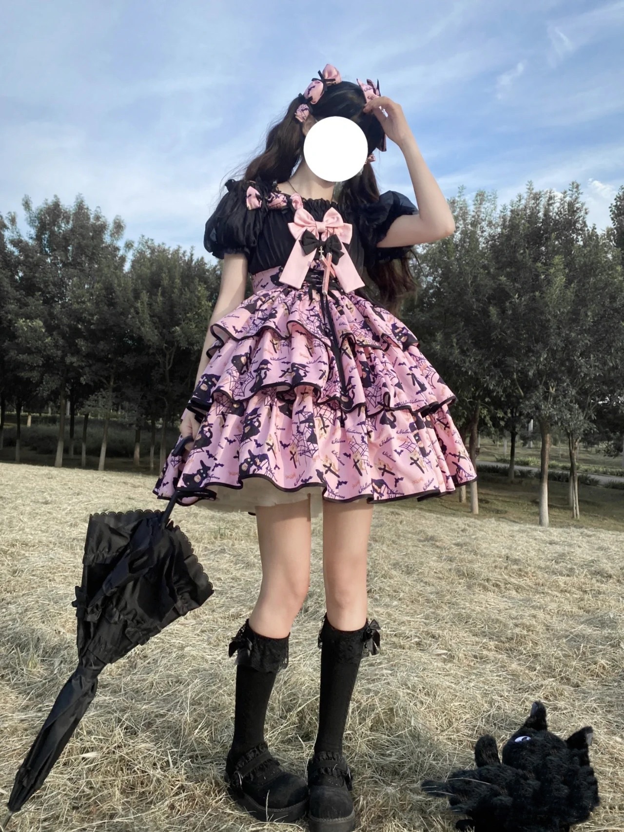 lolita地雷パーカーロリータ ワンピース ゴスロリドレスサマードレスロリータかわいいハイウエストふわふわプリンセスドレス大きい子供用スーツ