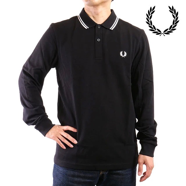 メンズ ロングスリーブ ツイン ティップド ポロシャツ [M3636-350] LS TWIN TIPPED SHIRT トップス 長袖 鹿の子 BLACK 正規取扱店