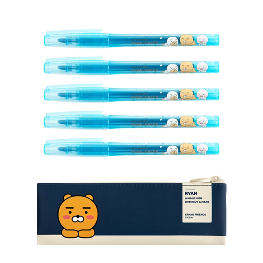 カカオフレンズミニフラットペンシルケース+蛍光ペン5pライアン（ペンシルケース）...1セット