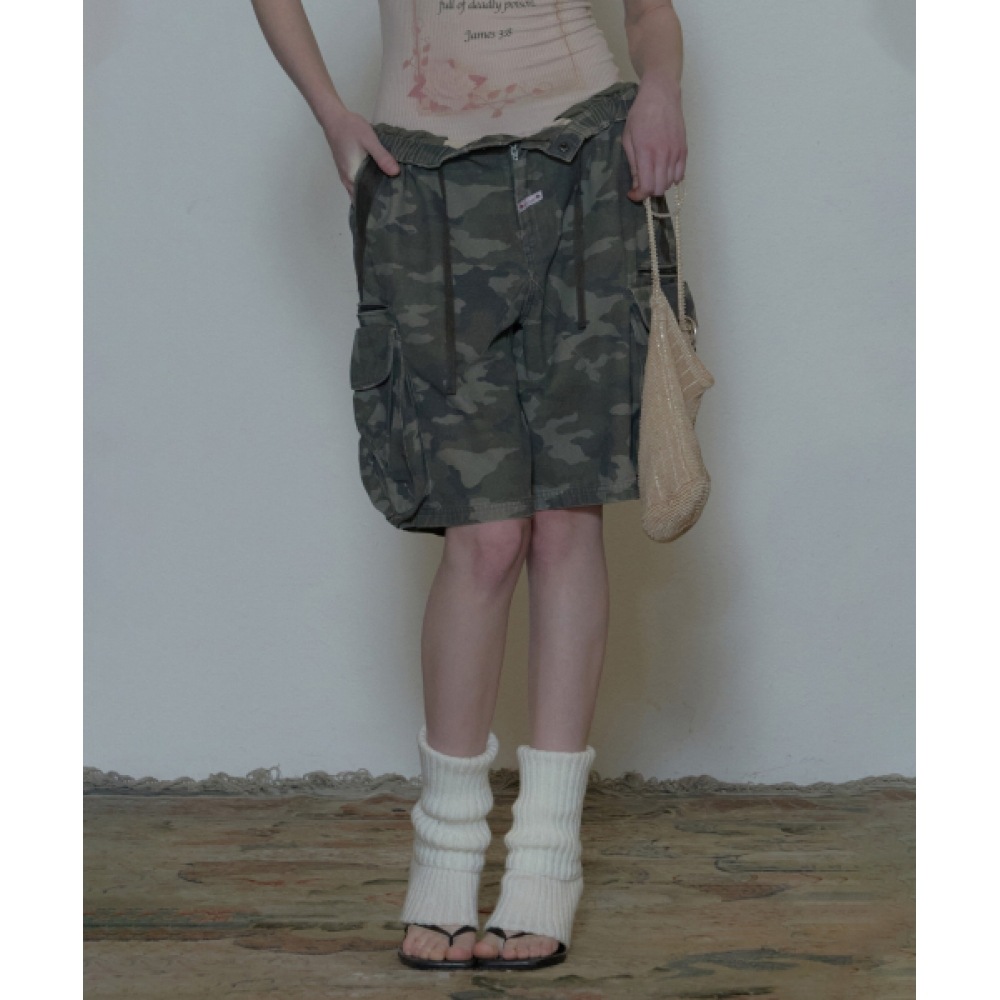 SCULPTOR ツイルカーゴハーフパンツフォレストカモ