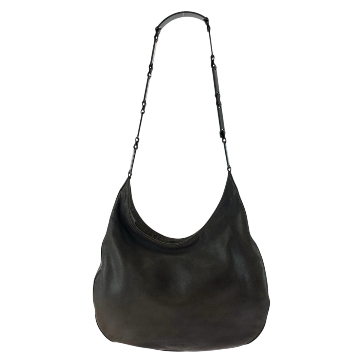 美品 ブラウン シルバー金具 レザー B8693 チェーンショルダーバッグ レディース 505075