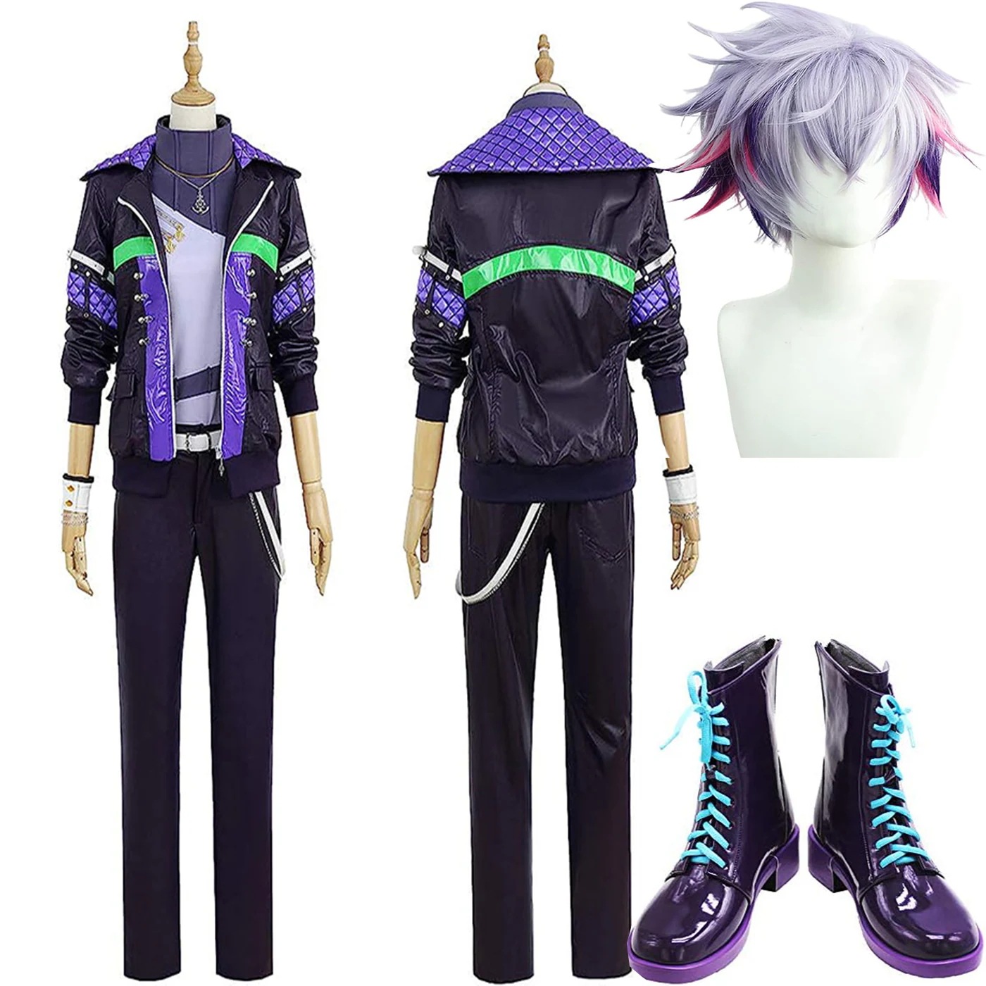 【予約商品】靴 ウィッグ コスプレ衣装＋ネックレス付き お祭り コスチューム 仮装 文化祭 学園祭 クリスマス ハロウィン コスプレ衣装 ふわみなと 衣装 コスプレ 不破湊 にじさんじ