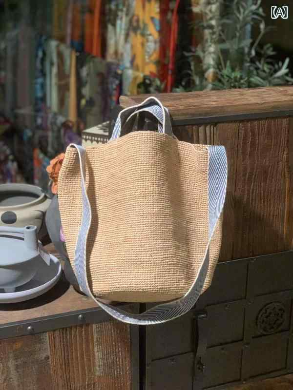 レディース　バッグ　カジュアル 和風 ラフィア 編み バッグ レディース 夏用大容量 メッセンジャーバッグ 海辺 バケーション バケット トートバッグ ハンドバッグ