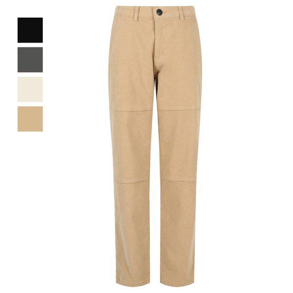 メンズ 裁断 薄起毛 バンディング ストレートフィット スパンデックス コットンパンツ NE-PTK-Q029-ベージュ