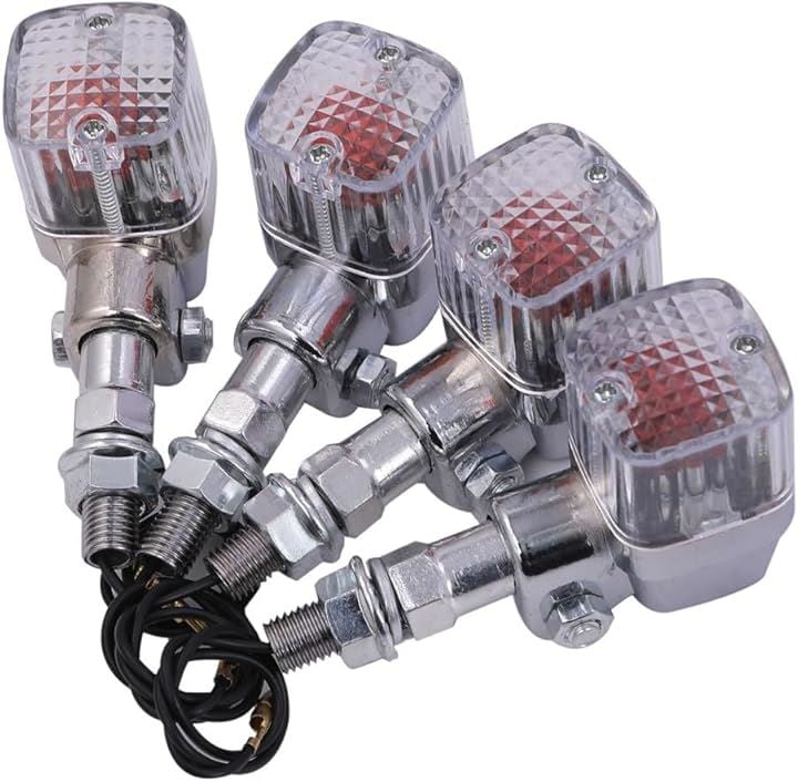 角型 ヨーロピアン メッキ ウインカー ステー 付 クリアー スモーク オレンジ レンズ 各種 ゼファー400 ZRX400 Z400FX GPZ400F 等 汎用(クリアー4個セット)