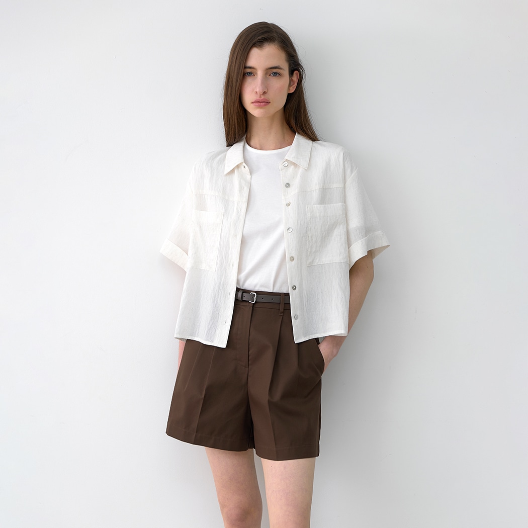 (BL-4343)ESSENTIAL LINEN POCKET SHIRT