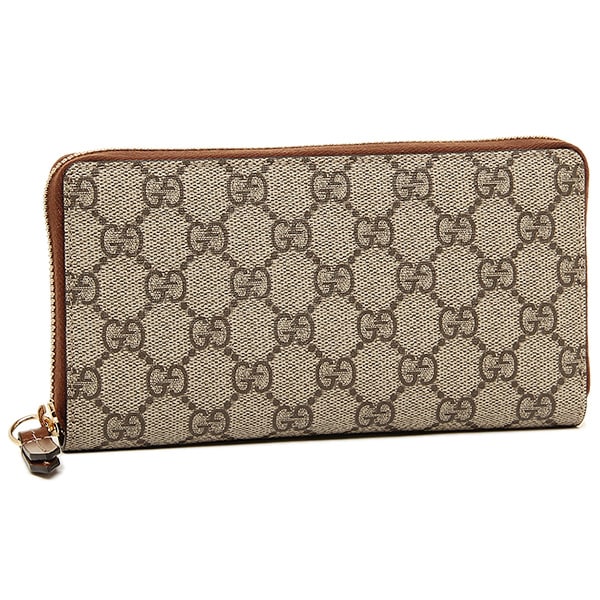 410102-KLQHG-8526 ラウンドファスナー長財布キャンバスレザー ベージュエボニー