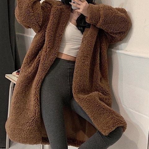 2色 アウター コート レディース 秋冬 かわいい きれいめ 個性的 暖かい もこもこアウター ボア ジャケット ガウンコート ロング 長袖 ボリューム袖 萌袖 ノーカラー BIGシルエット もこもこ