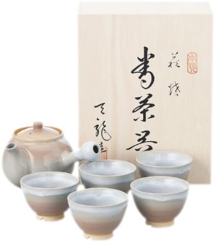 服部天龍 萩焼 姫萩 茶器揃(茶コシ付) 2-38 6179-053