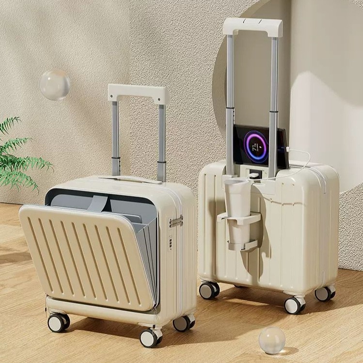 18インチ軽量搭乗ケースフロントオープン多機能スーツケース小型トロリーケースメンズパスワードスーツケースレディース20インチ