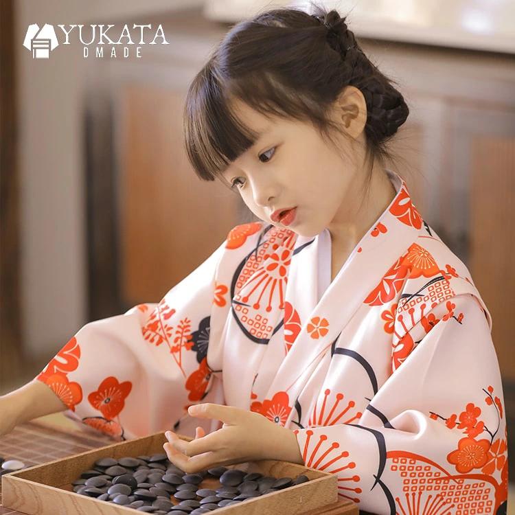 出荷が迅速である 独占販売 浴衣 梅花 花柄 キッズ 子供 女の子 セット ワンピース 3点セット 浴衣 腰ひも 足袋 ベージュ 赤 浴衣セット キッズ ゆかた レトロ 子供服 夏祭り ジュニア 20