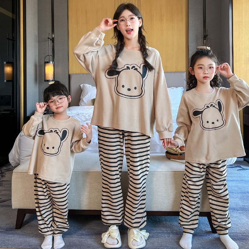 親子ウェア母娘パジャマ女性長袖純綿女の子スーツかわいい漫画ホーム服083