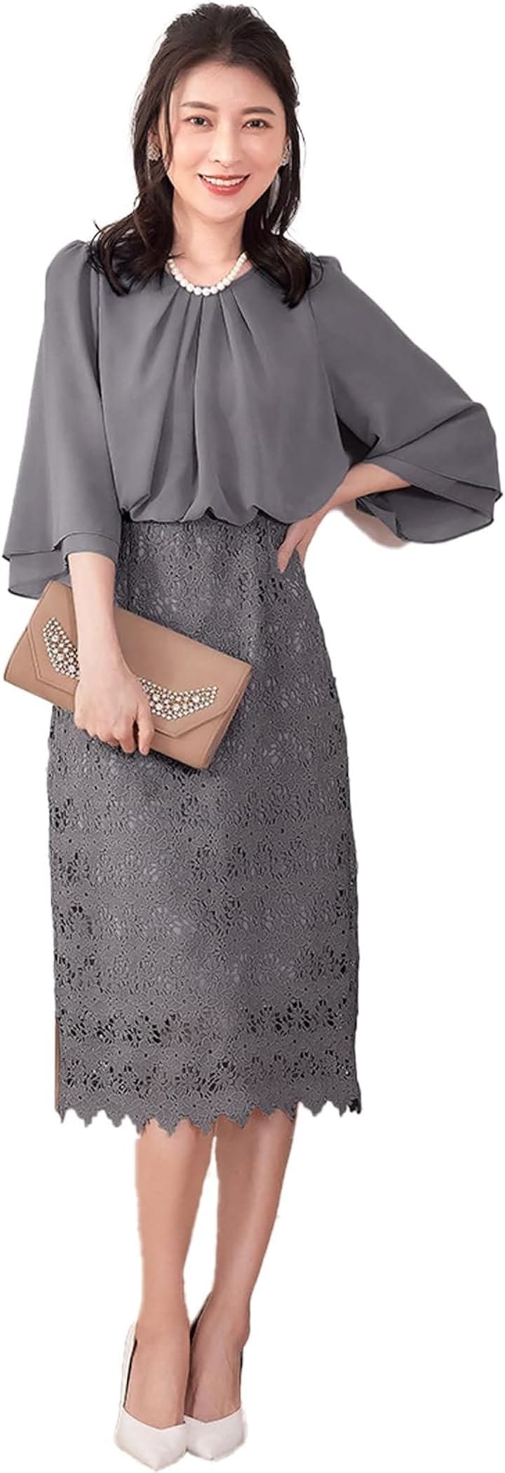 パーティードレス-ワンピース-結婚式-ドレス-結婚式およばれワンピース フォーマルドレス XL( グレー, XL Regular)