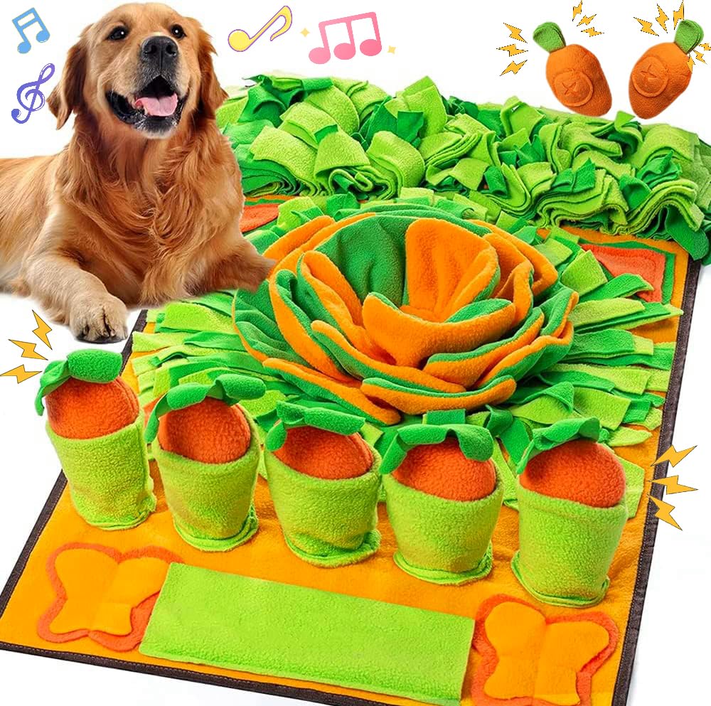 Askill 犬 ノーズワークマット おもちゃ 玩具 2022年 小型犬 おやつ隠しマット 早食い防止 噛むおもちゃ 分離不安/ストレス解消/集中力向上/嗅覚訓練 運動不足 食いすぎる対策 オレンジ