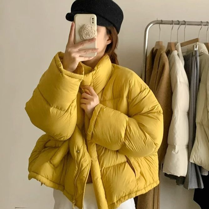 スモールダウンジャケットレディース2026ショートスタンドカラールーズ肥厚ホワイトダックダウンジャケットトレンディ