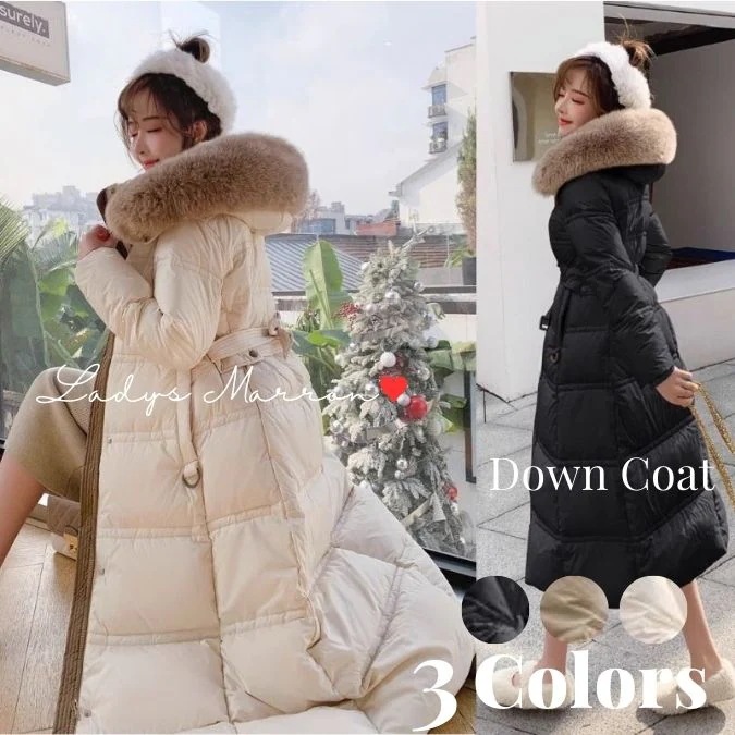 【急速出荷 2025年新作】きれいめダウンコート レディースダウン コート ロングダウンコート レディース 膝下 白 黒 ダウンジャケットロング 冬 アウター ダウンコート ベンチコート 超ロング フ