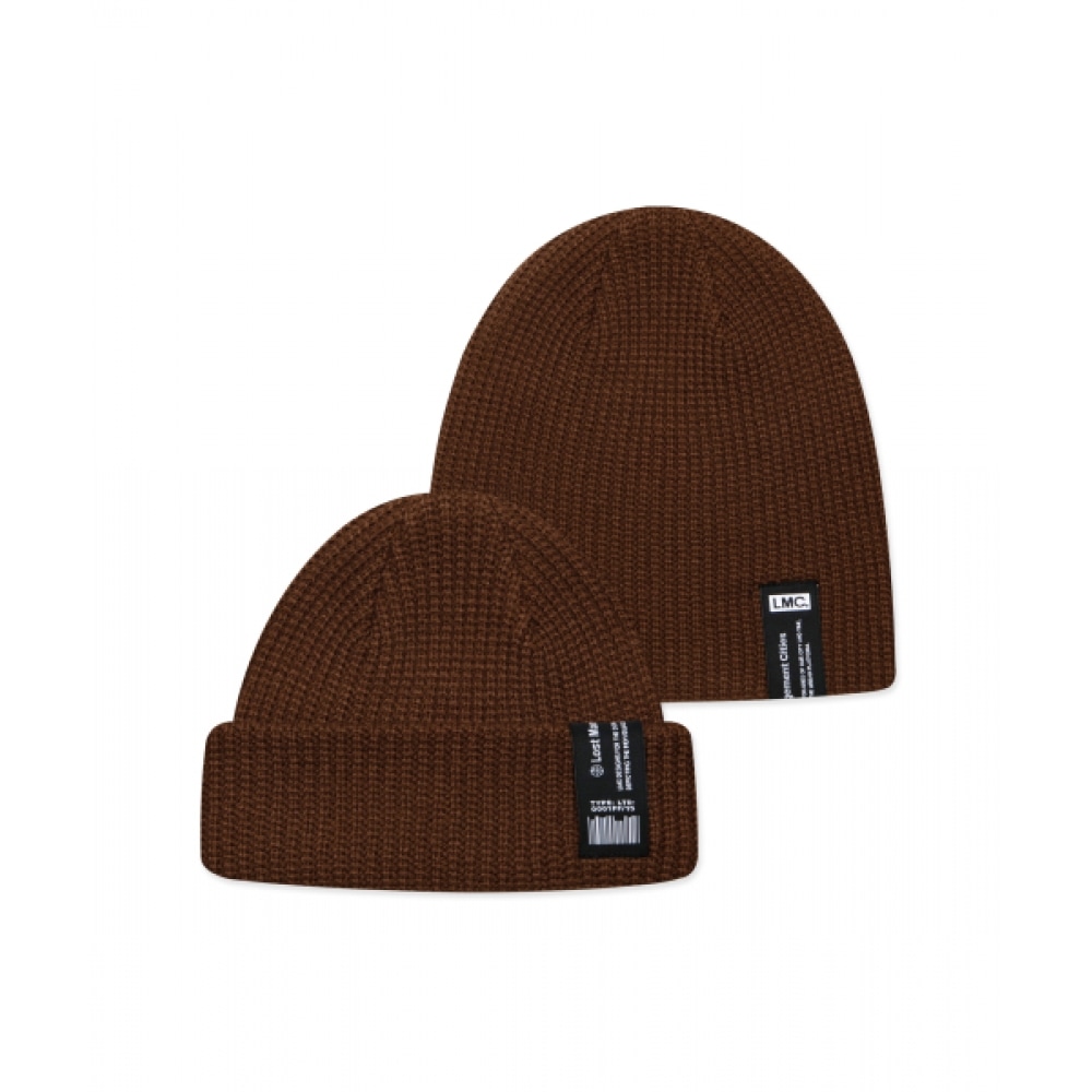 LMC ラベルショートビーニーブラウン