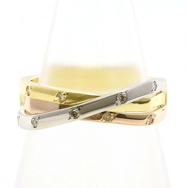 PT900 プラチナ K18YGPG リング 指輪 11.5号 ダイヤ ジュエリー 中古