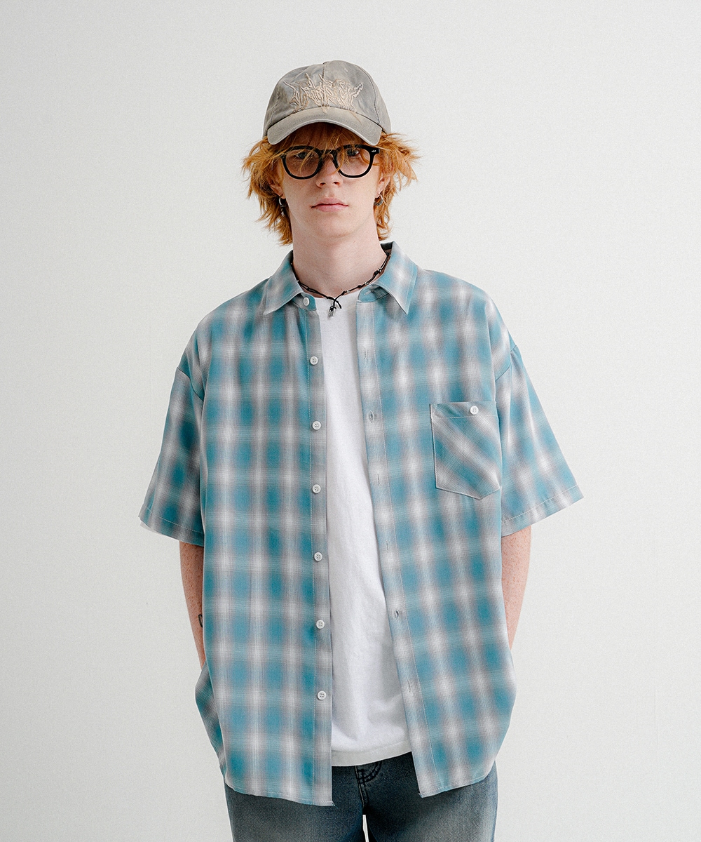 HYPE OMBRE CHECK SHORT SLEEVE SHIRTS KHSS7721