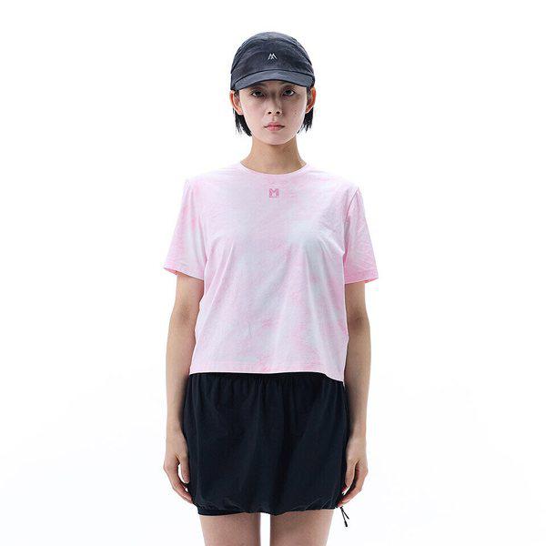 女性の夏のアウトドアソロナ生地LD Dマックスタイダイ半袖Tシャツライトピンク_CC