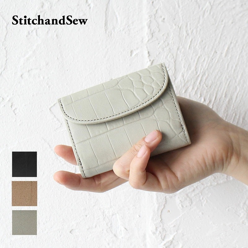 ステッチアンドソー 財布 三つ折り財布 小さい財布 フラップ式 ウォレット StitchandSew