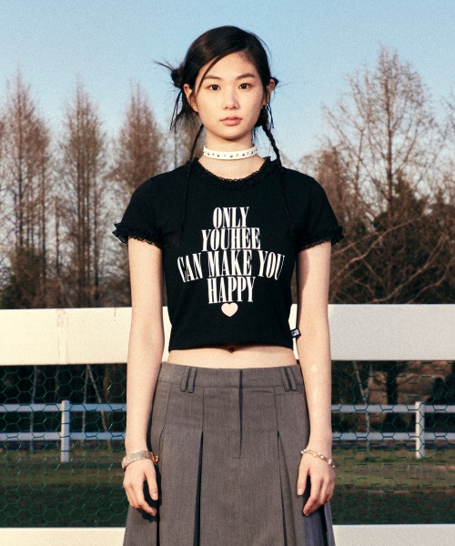 YOUHEE LACE LETTERING BABY TSHIRTS BLACK YHSTDB002BK