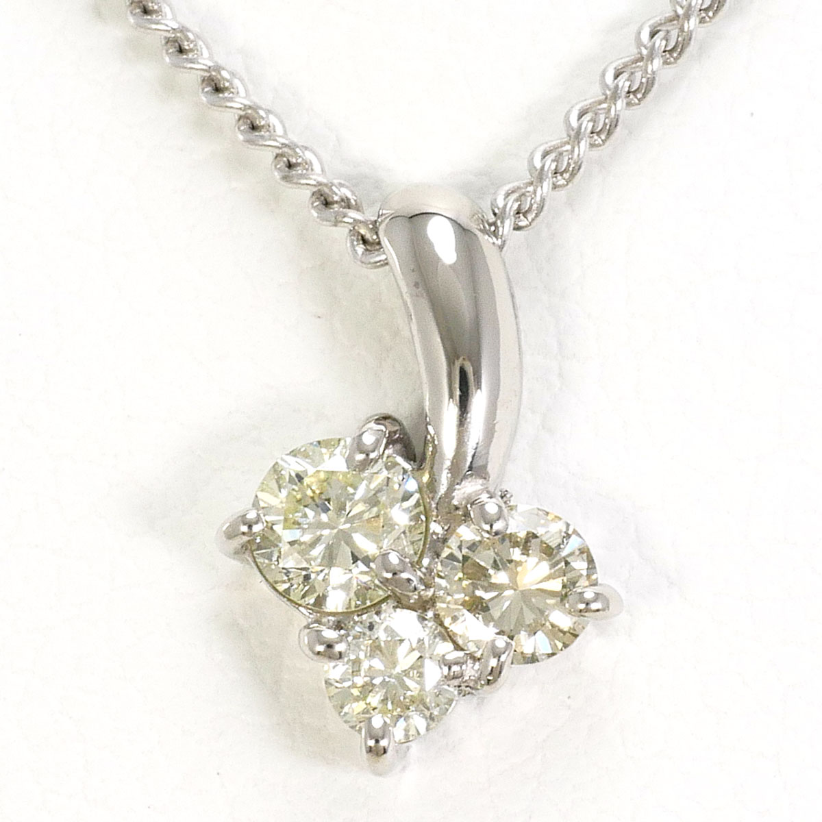 PT900 プラチナ Pm850 プラチナ ネックレス イエローダイヤモンド 0.30 ct 総重量約3.7g 約41cm 中古