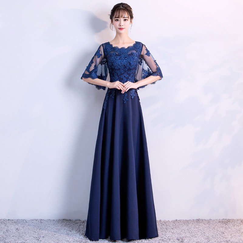 カラードレス 青 イブニングドレス 安い 長袖 ロング パーティードレス 演奏会 花嫁 フォーマルドレス 結婚式 ブライズメイドドレス 二次会 大きいサイズ 9,129円