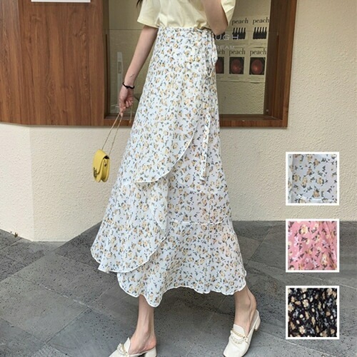 スカート ボトムス 韓国 ファッション レディース 春 夏 カジュアル コーデ シンプル 定番 セレカジ 20代 30代 40代 2025 シアー シフォン風 ラップスカート 肌見せ 4,870円